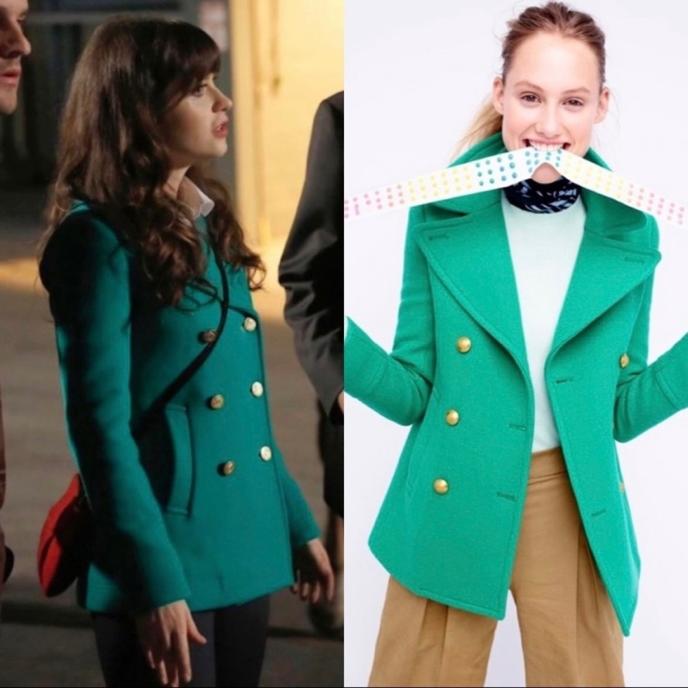 J. Crew Majesty Pea Coat Jacket Stadium cloth ASO New Girl!